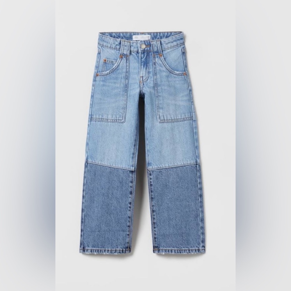 Zara Girls Colorblock Jeans Pants In Blue Size 11/12